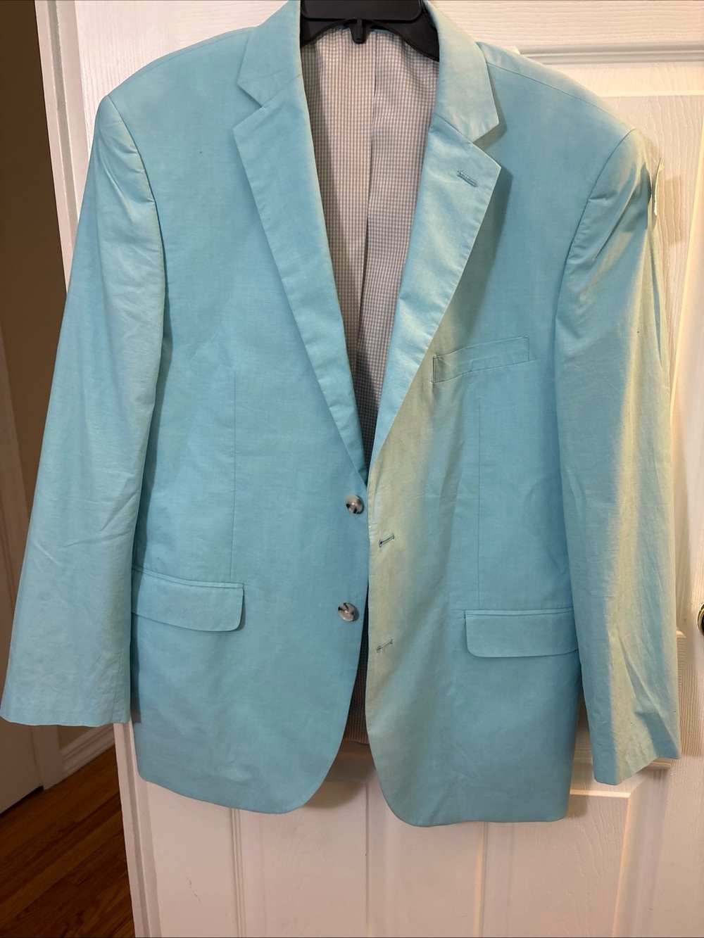 Alan Flusser Light Aqua Cotton Blazer
